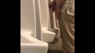 Daddy Pissing in Public Toilet